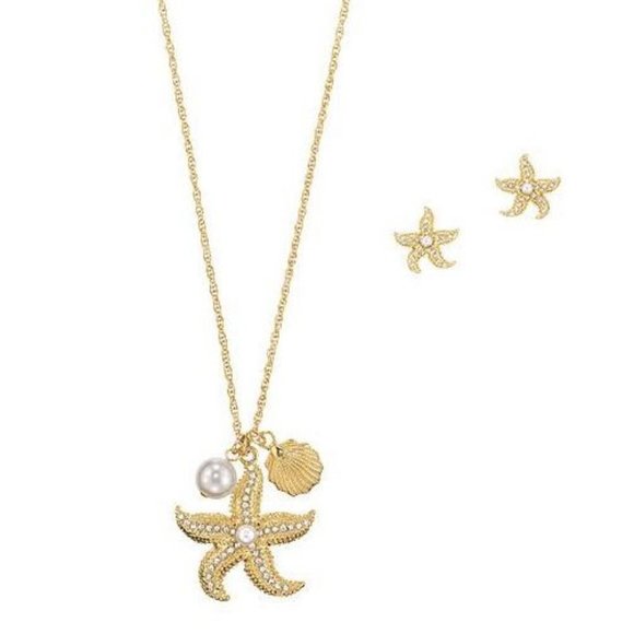 NIB Avon Shimmering Starfish Necklace Earring Set New in Original Box - Picture 1 of 2